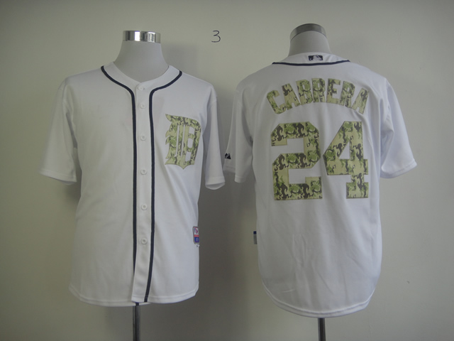 Men Detroit Tigers #24 Cabrera White Camo MLB Jerseys